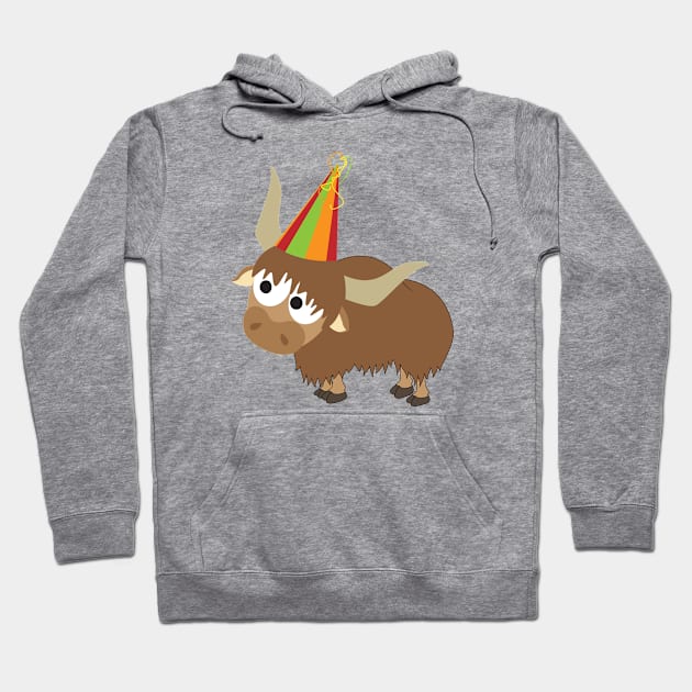 Cute Party Yak Hoodie by Hedgie Designs